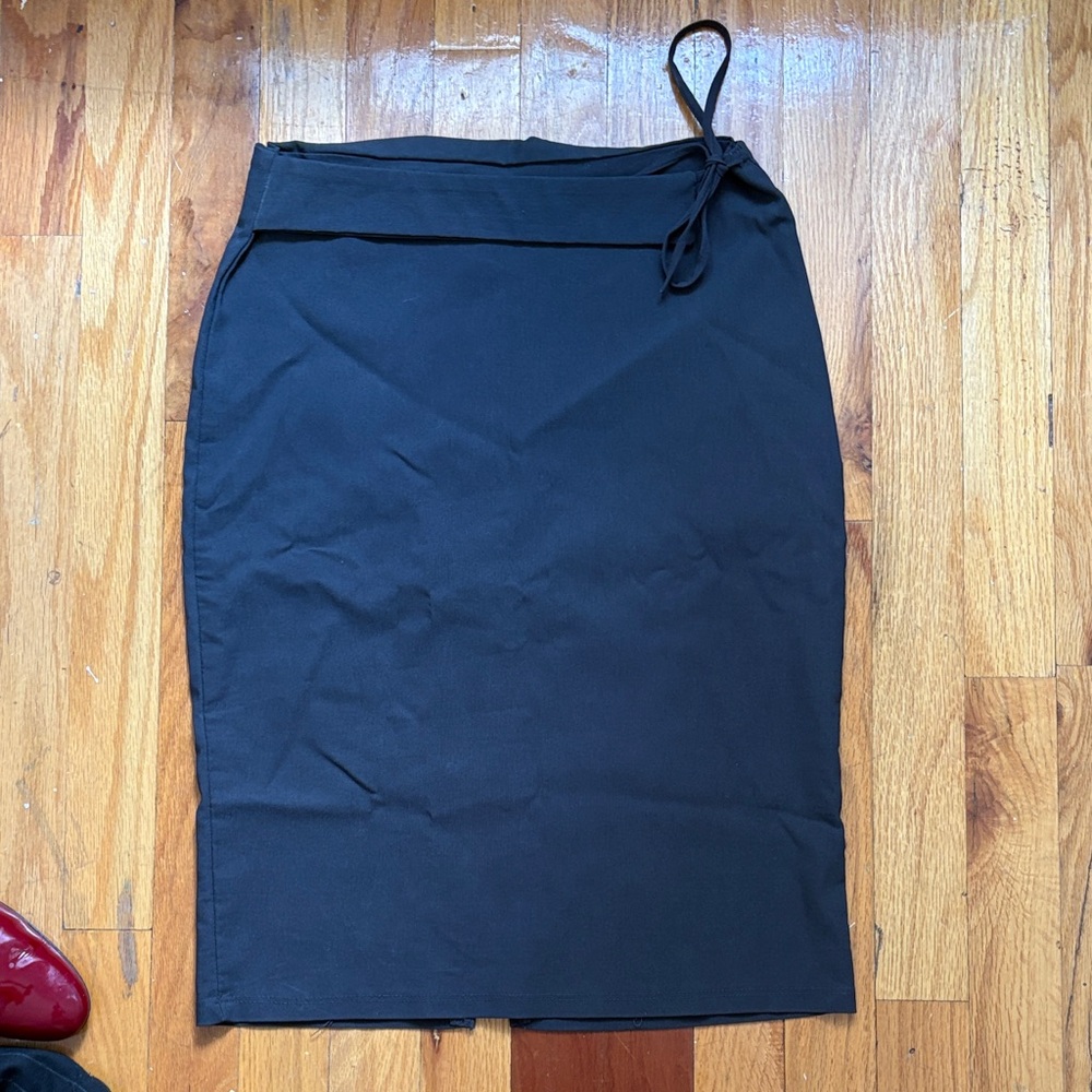 Grey tie midi skirt